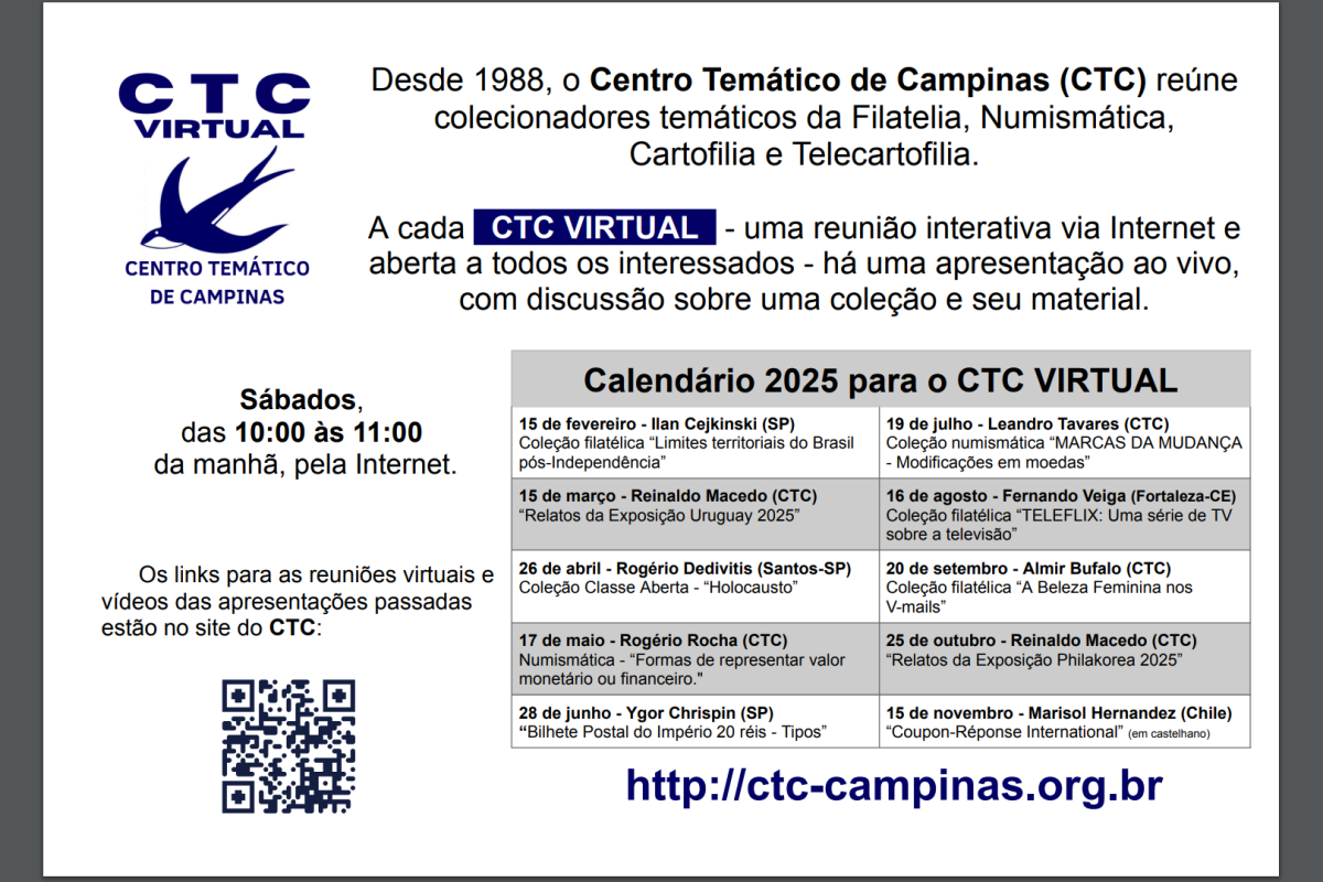 Calendário do CTC Virtual em 2025